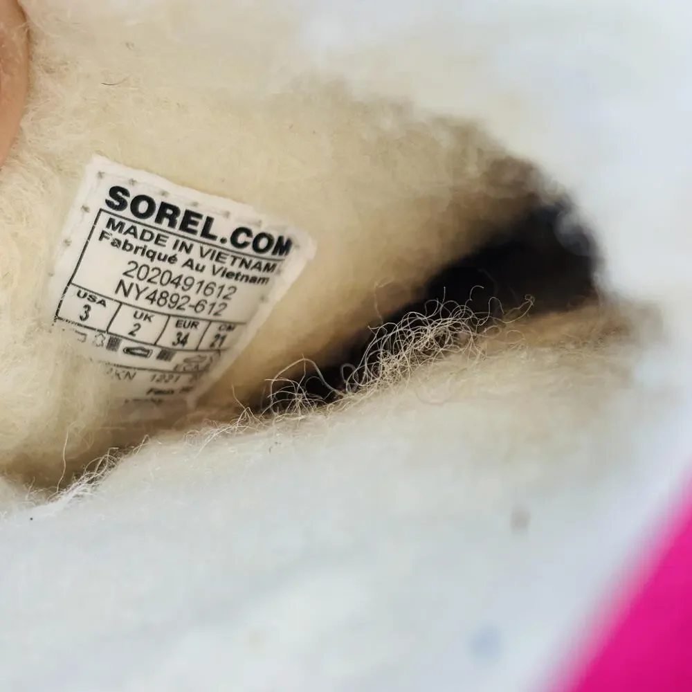 Sorel Shoes Kids Girls 3 Pink Faux Fur Lined Slip On Clog Cozy House Slippers